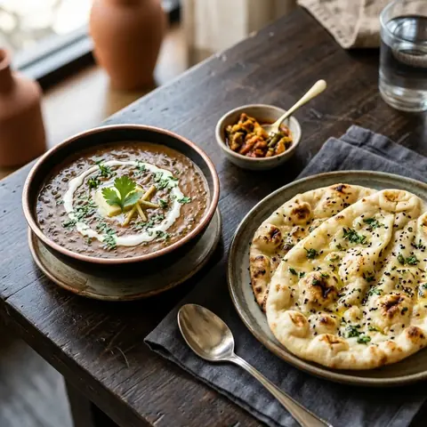 Dal Makhani served with tandoori naan