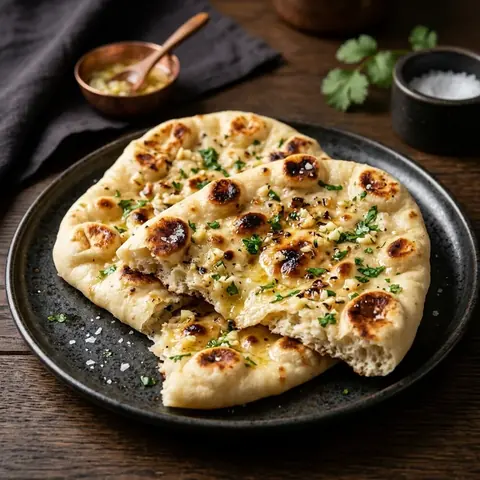 Garlic Naan in a bread basket